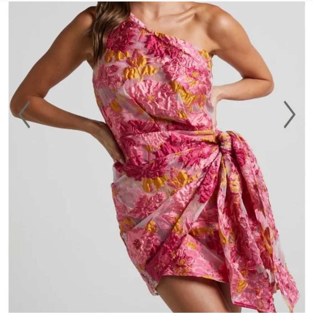 BRAILEY ONE SHOULDER WRAP FRONT MINI DRESS SHOWPO